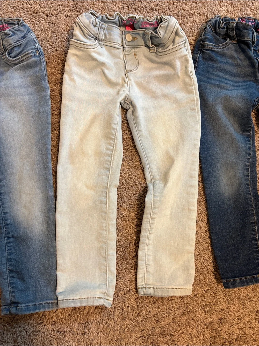 Girls' Elastic Waist Denim Legging Jeans - Light Blue, Medium Blue, Dark Blue